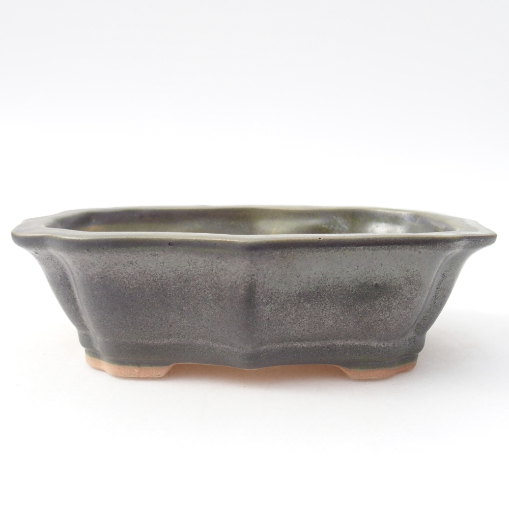 Bonsaischale aus Keramik 15,5 x 11 x 4,5 cm, metallicgrün