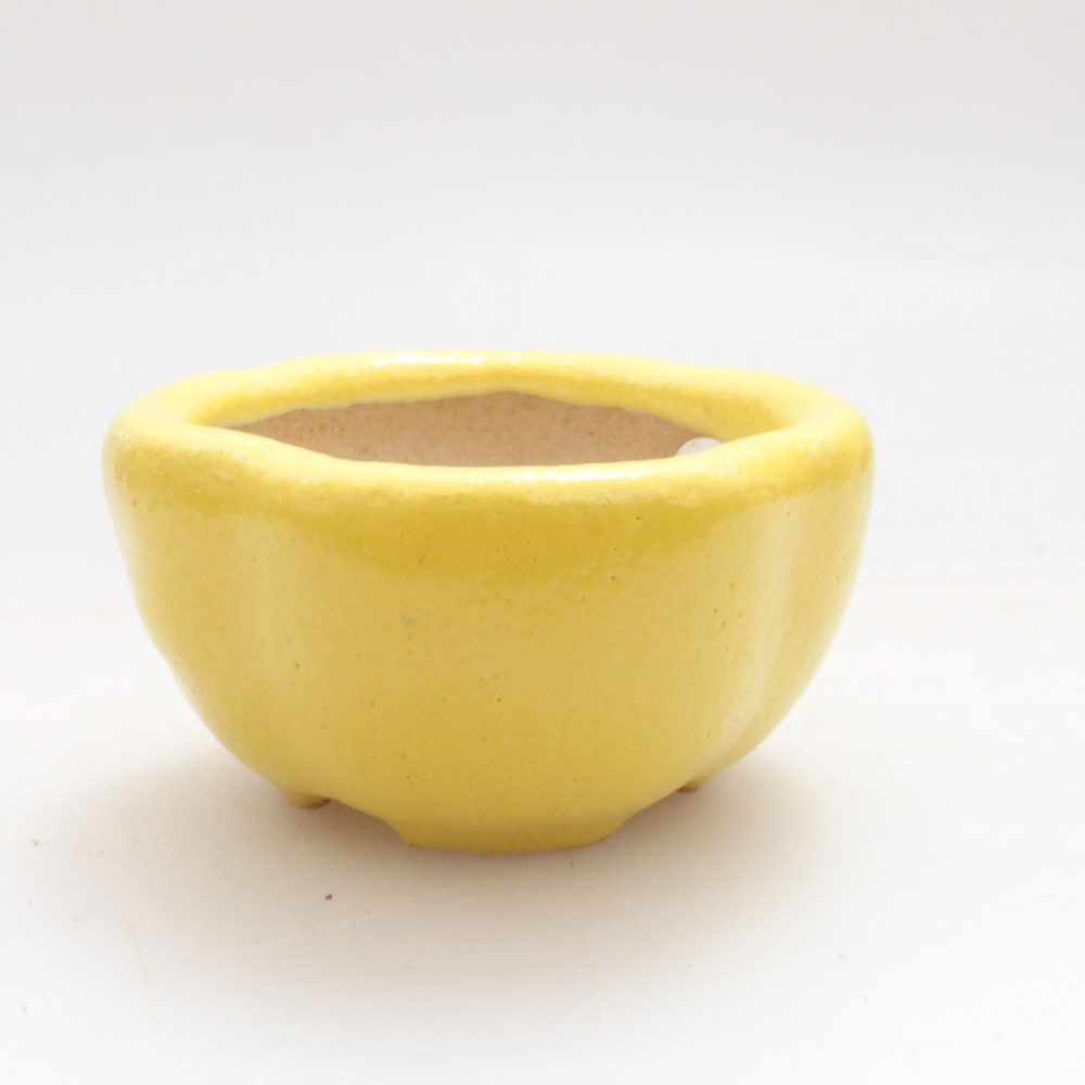 Keramik Bonsai Schale 4 x 4 x 2 cm, gelb