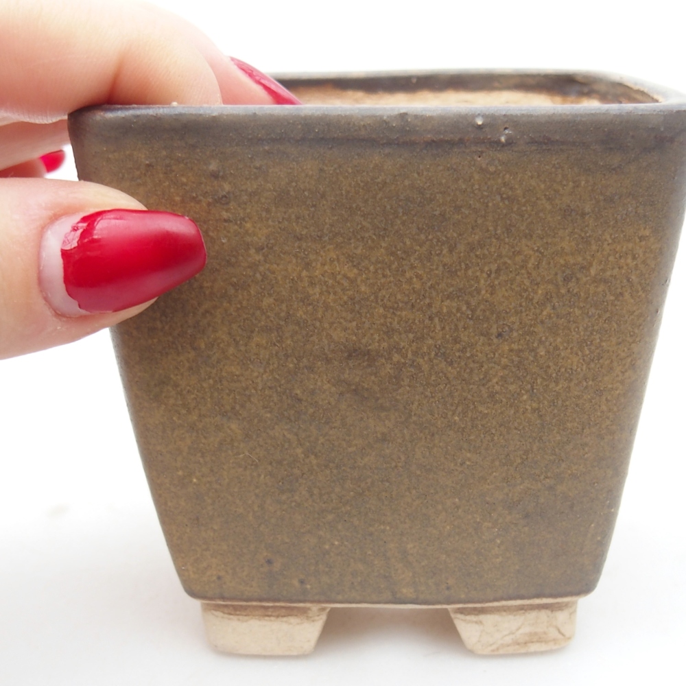 Bonsaischale aus Keramik 7,5 x 7,5 x 7,5 cm, braun