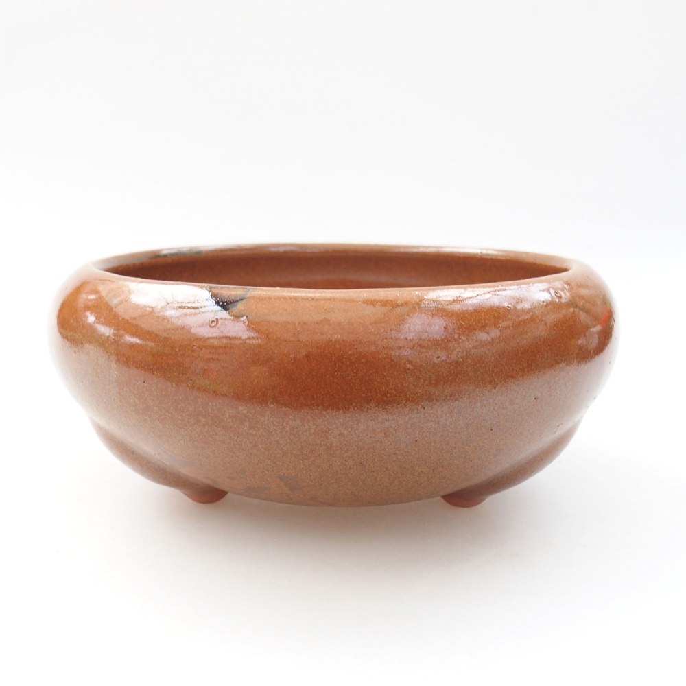 Keramik-Bonsaischale 14 x 14 x 7 cm, Farbe braun