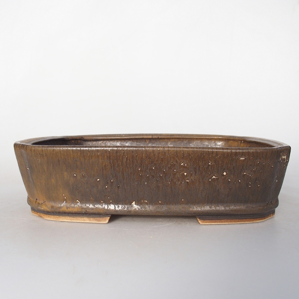 Keramik-Bonsaischale 24 x 20 x 6,5 cm, Farbe braun