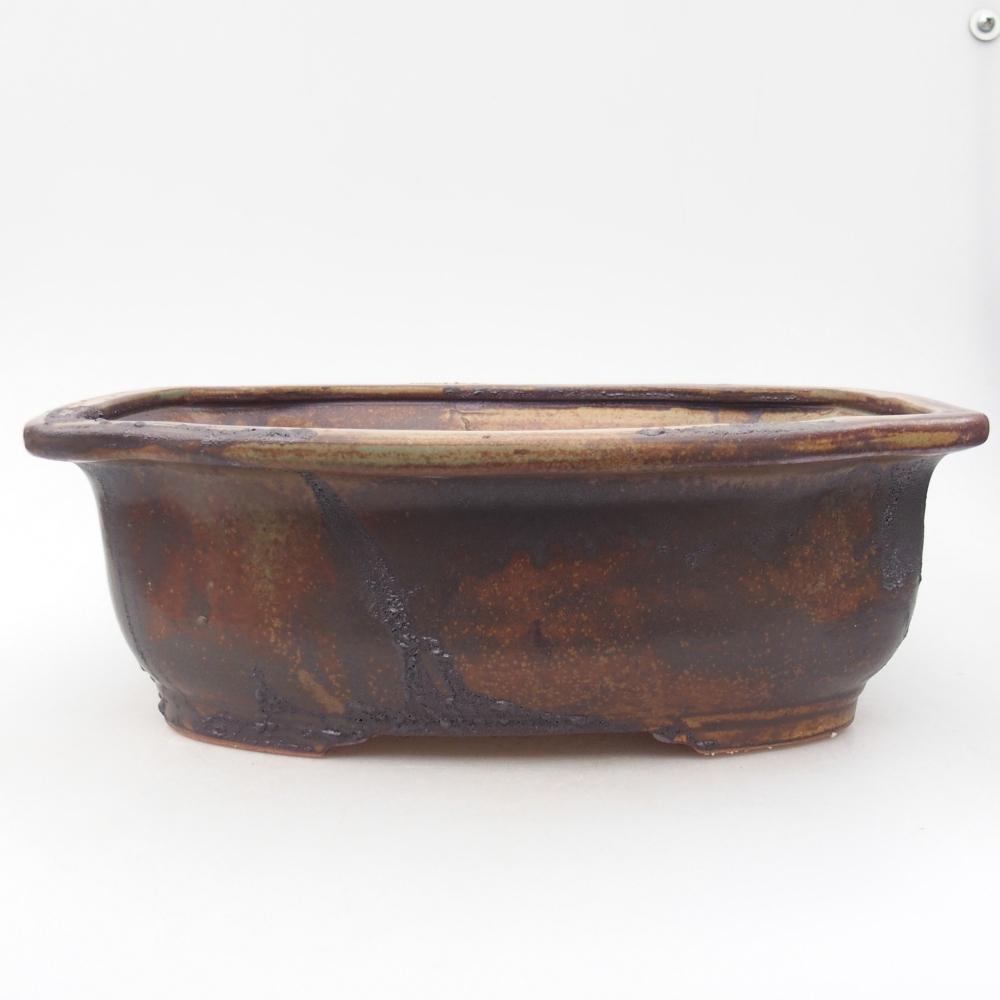Bonsaischale aus Keramik 30 x 26 x 10,5 cm, Farbe braun-grün