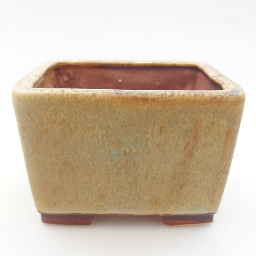 Bonsaischale aus Keramik 8,5 x 8,5 x 5,5 cm,  Farbe Grün