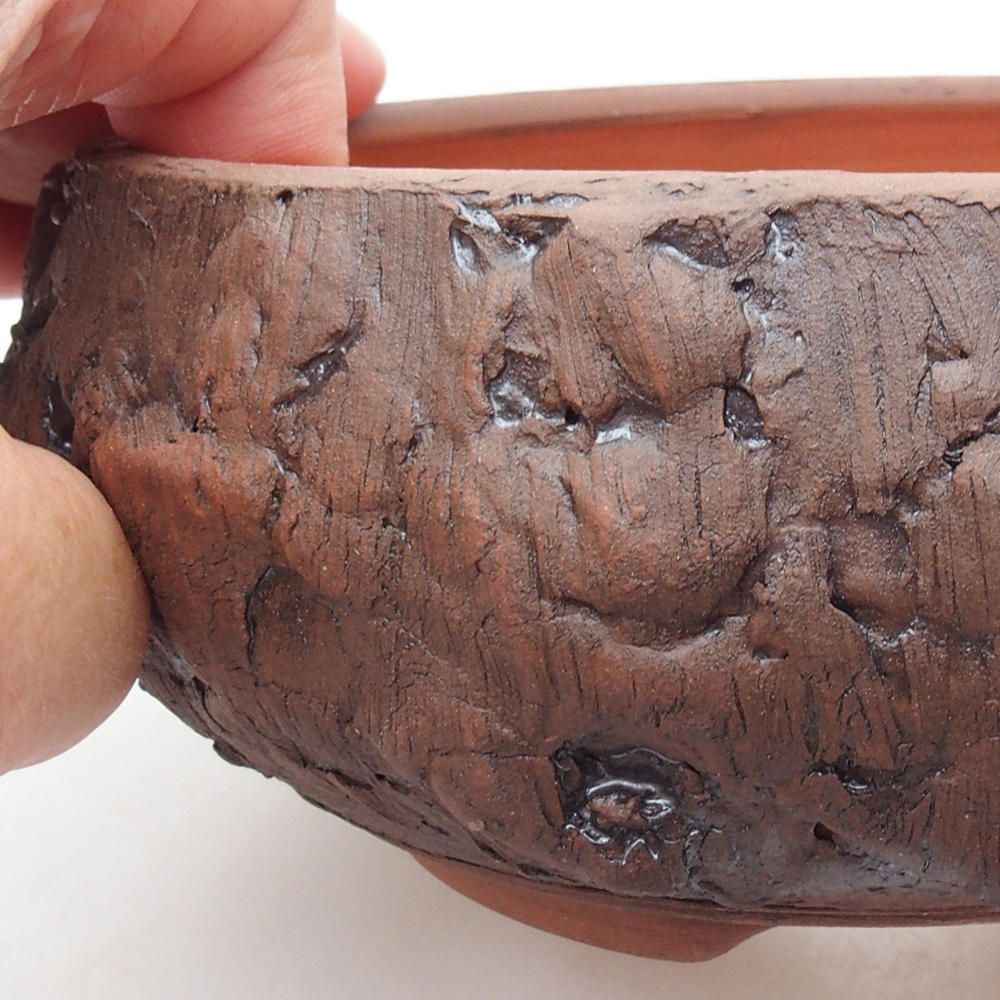 Keramik-Bonsaischale 15 x 15 x 6 cm, Farbe braun