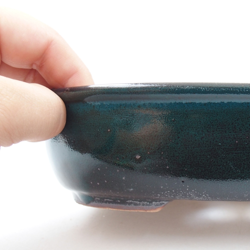 Keramik-Bonsaischale 19 x 14,5 x 4,5 cm, Farbe Grün