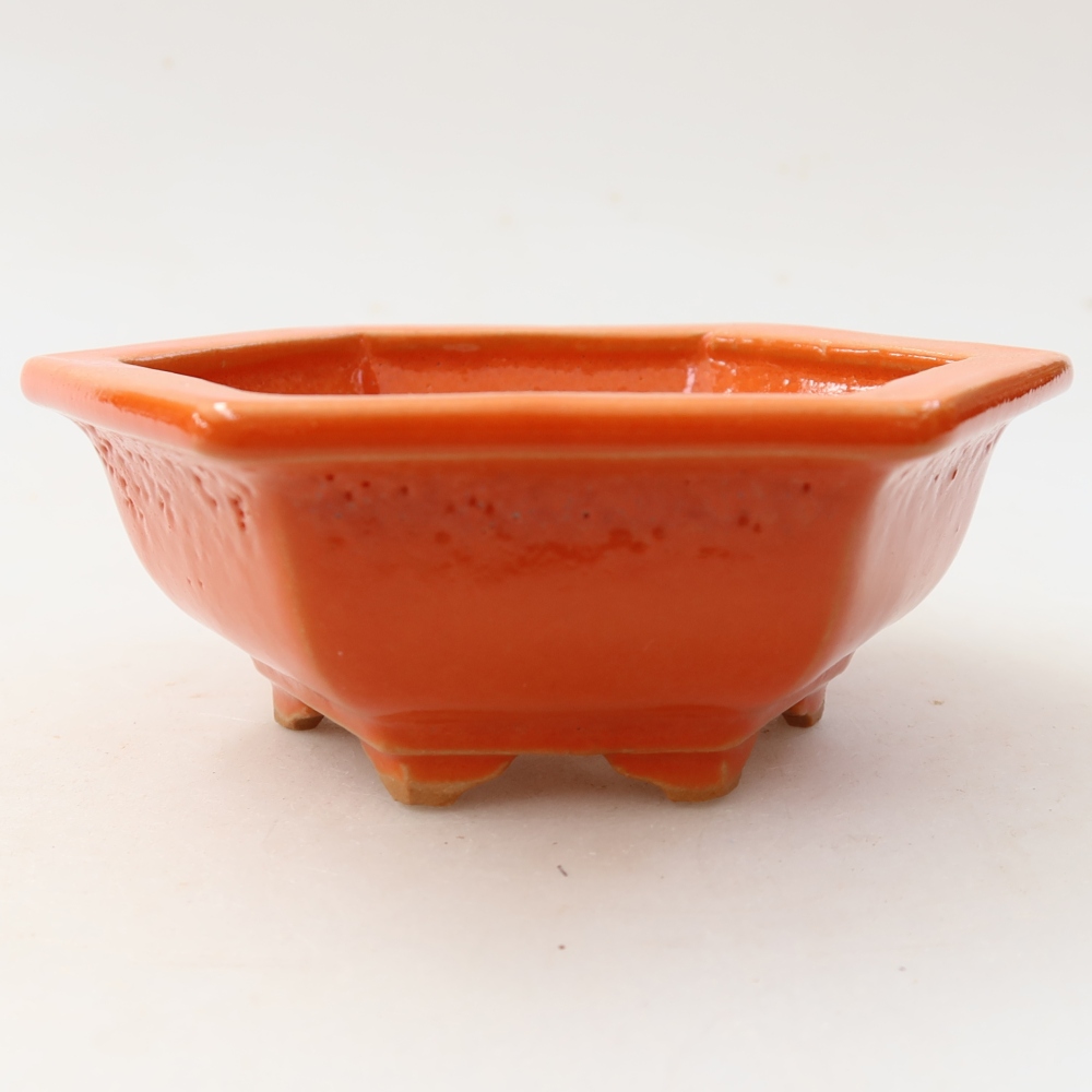 Bonsaischale aus Keramik 12 x 10,5 x 4,5 cm, orange