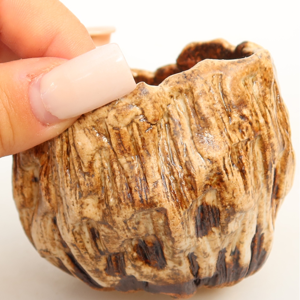 Keramikschale  7 x 7 x 6,5 cm, Farbe: weiß-braun