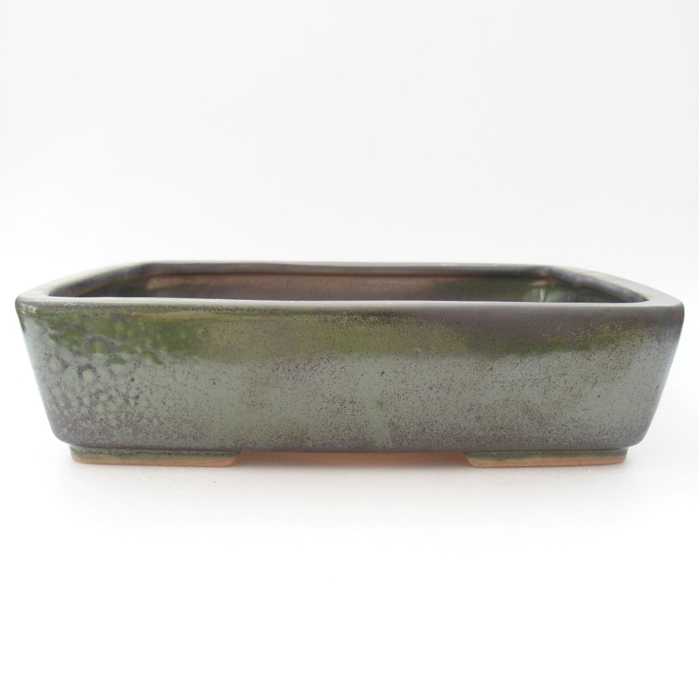 Keramik-Bonsaischale 26,5 x 20,5 x 6,5 cm, Farbe Grün
