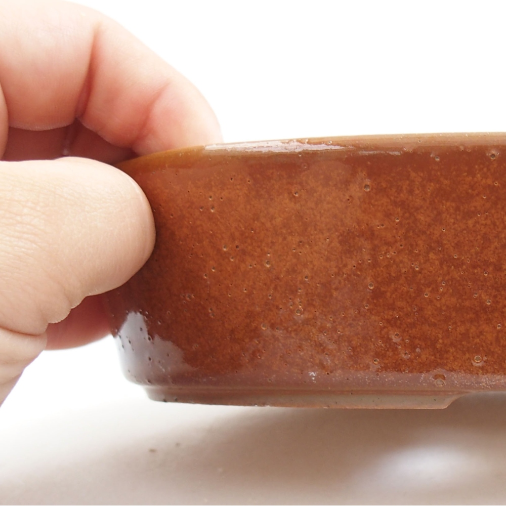 Keramik-Bonsaischale 16,5 x 11,5 x 4 cm, Farbe braun