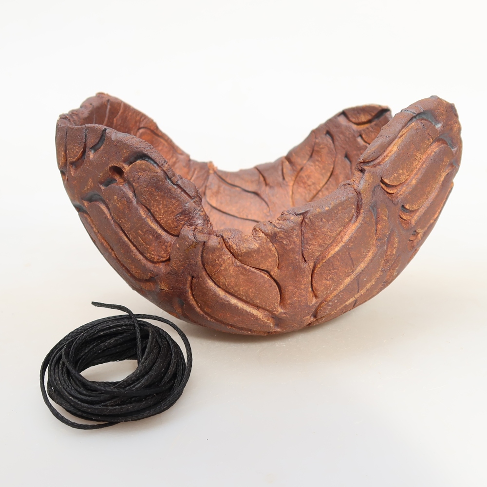 Keramikschale für Kokedama, 13 x 11,5 x 8,5 cm, Farbe: braun
