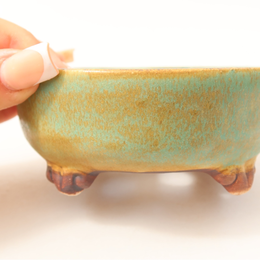 Keramik-Bonsai-Schale 11 x 11 x 4,5 cm, Farbe: grün