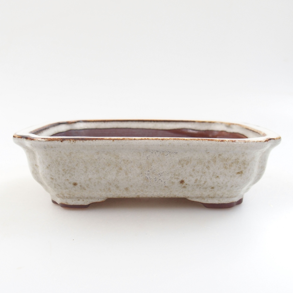 Keramik-Bonsaischale 14 x 10,5 x 4 cm, Farbe Weiß