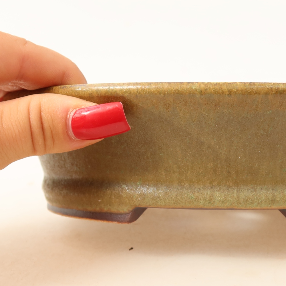Keramik-Bonsai-Schale, 17,5 × 16,5 × 4,5 cm, Farbe: grün