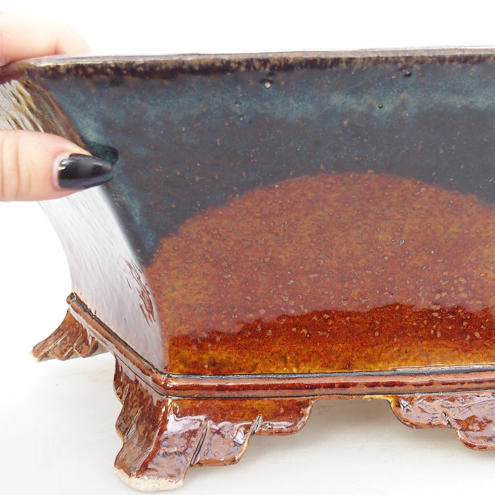 Bonsaischale aus Keramik 36 x 31,5 x 14 cm, braun