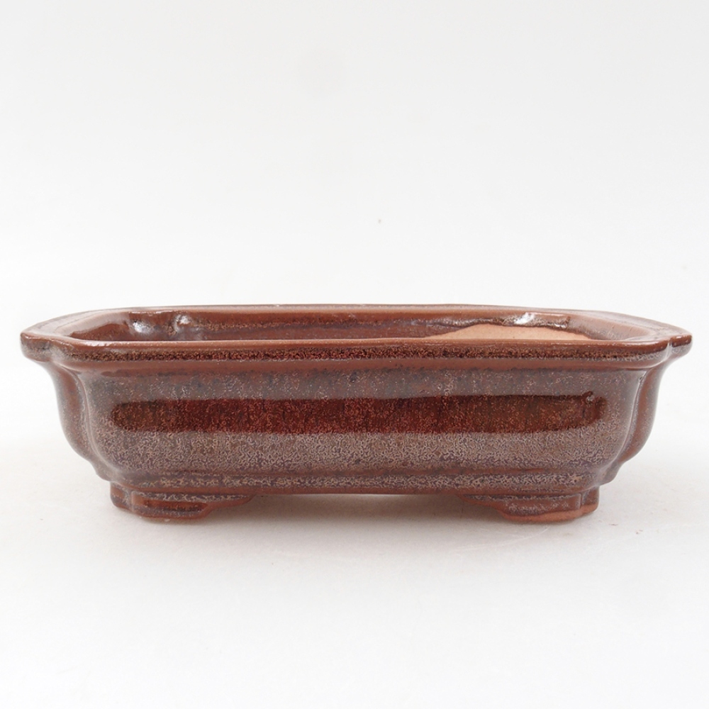 Keramik-Bonsaischale 14 x 11 x 4 cm, Farbe braun