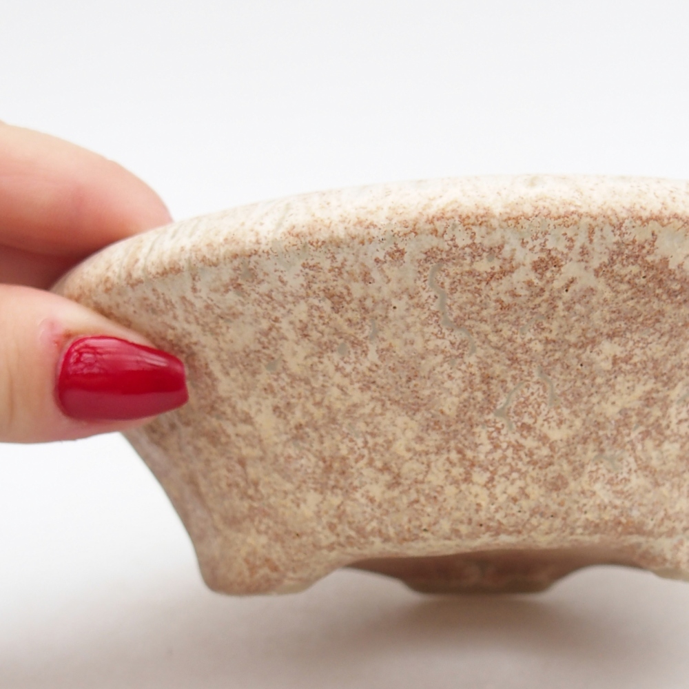 Bonsaischale aus Keramik 13,5 x 13,5 x 5 cm, Farbe beige
