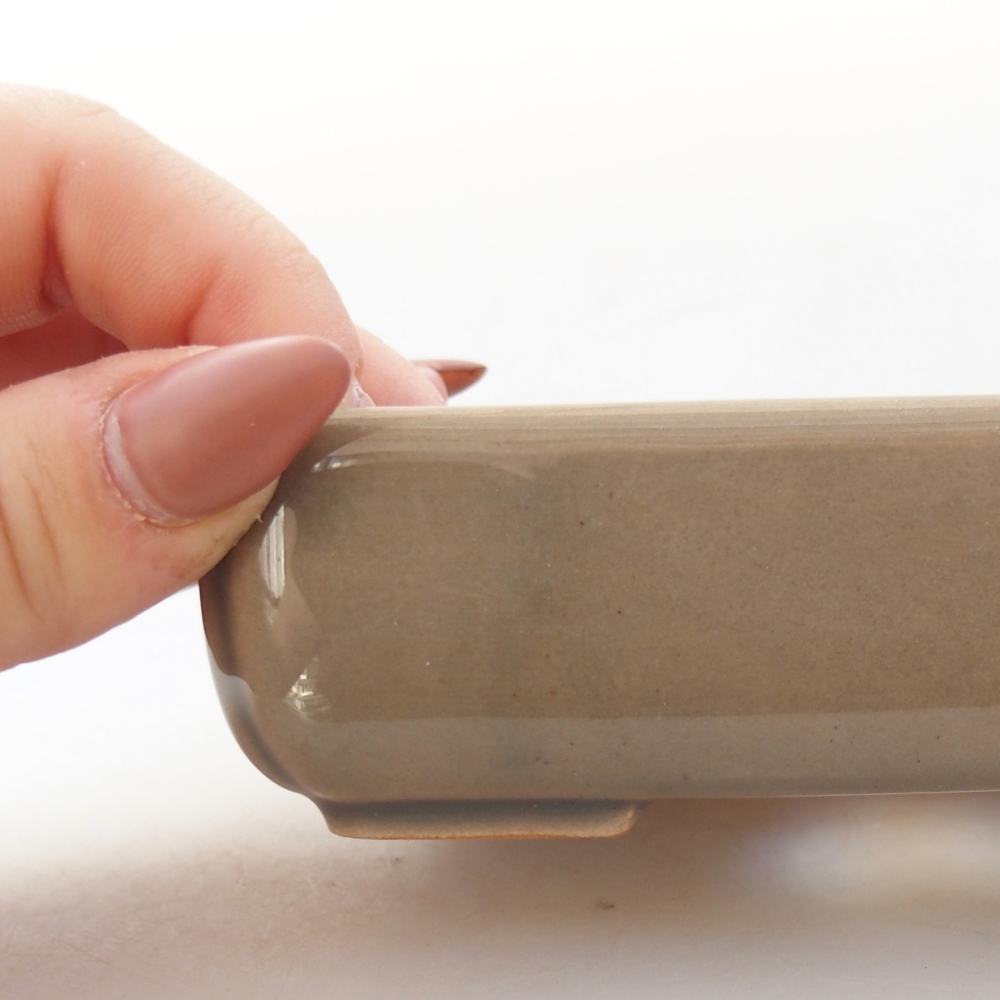 Bonsaischale aus Keramik 11,5 x 9 x 3,5 cm, grau