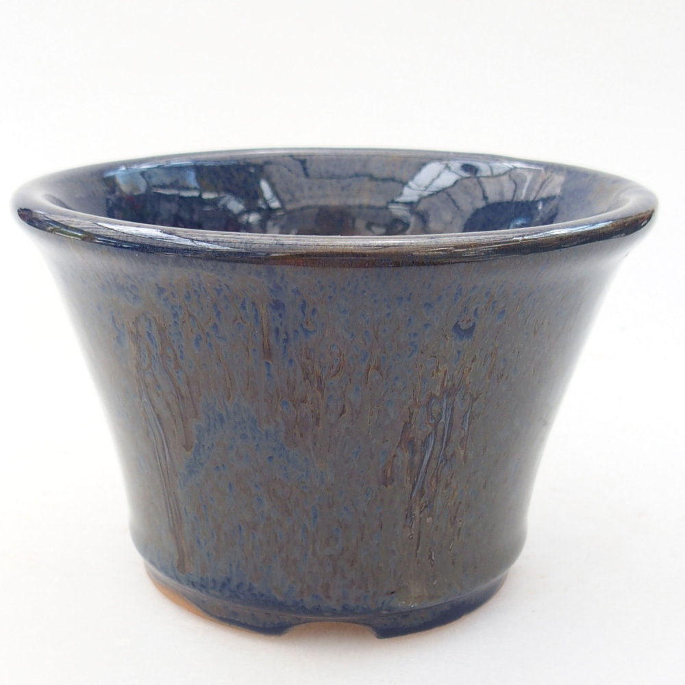 Keramik-Bonsaischale 11 x 11 x 7 cm, Farbe blau