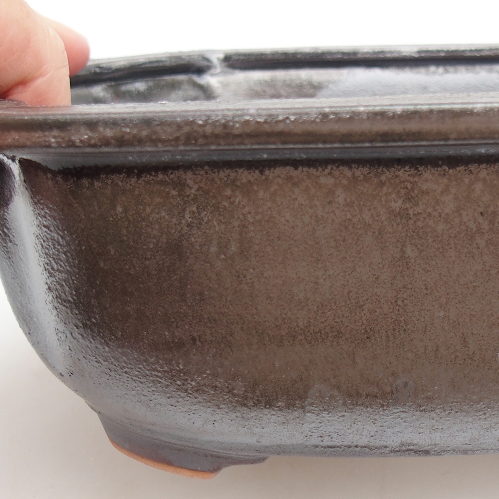 Bonsaischale aus Keramik 22 x 16,5 x 7 cm, metallfarben