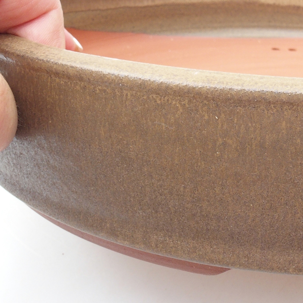 Keramik-Bonsaischale 25,5 x 25,5 x 5,5 cm, Farbe Braun