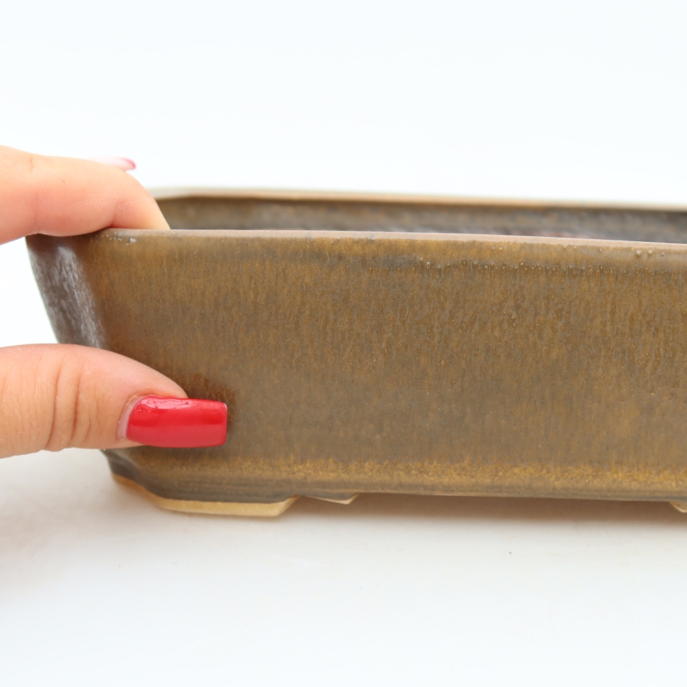Keramik-Bonsai-Schale, 21,5 × 18 × 6 cm, Farbe: braun