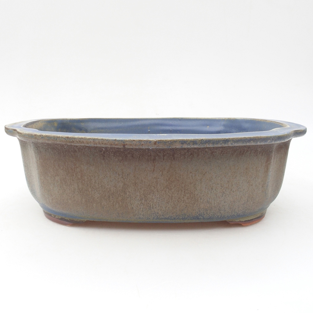 Keramik-Bonsaischale 24,5 x 21 x 7,5 cm, Farbe blau