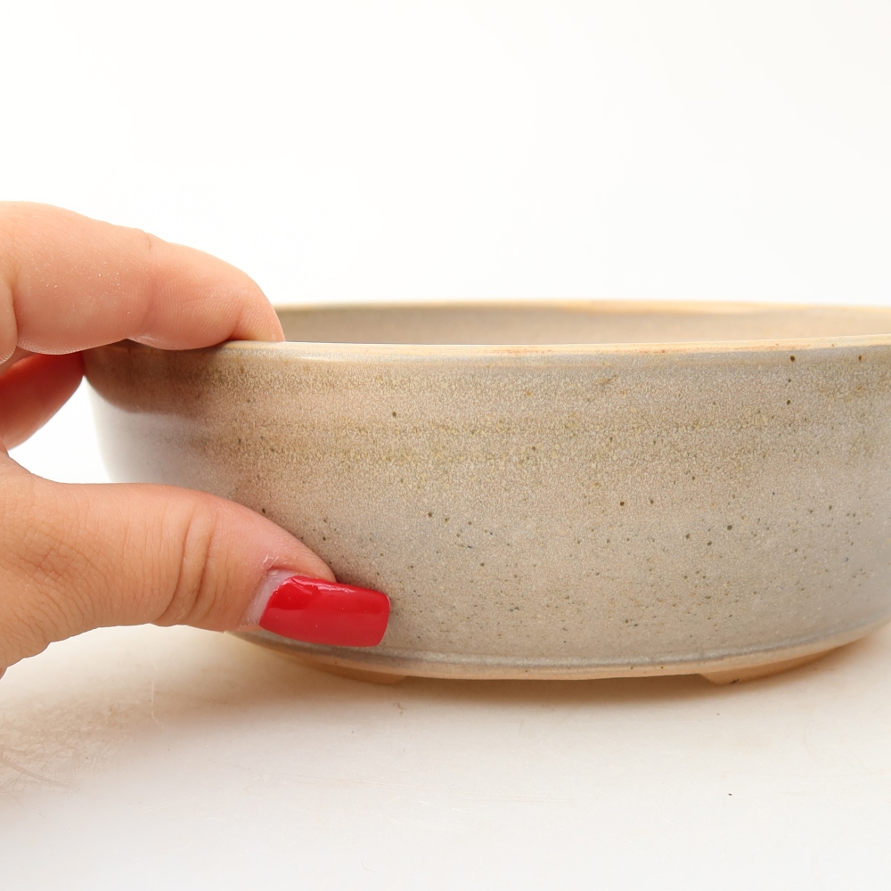 Keramik-Bonsai-Schale, 17,5 × 17,5 × 6 cm, Farbe: Beige