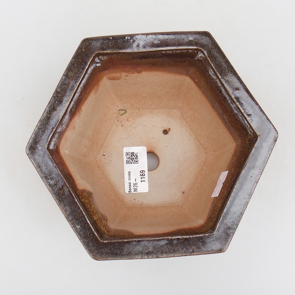 Bonsaischale aus Keramik 18 x 16 x 9 cm, Farbe braun-grün