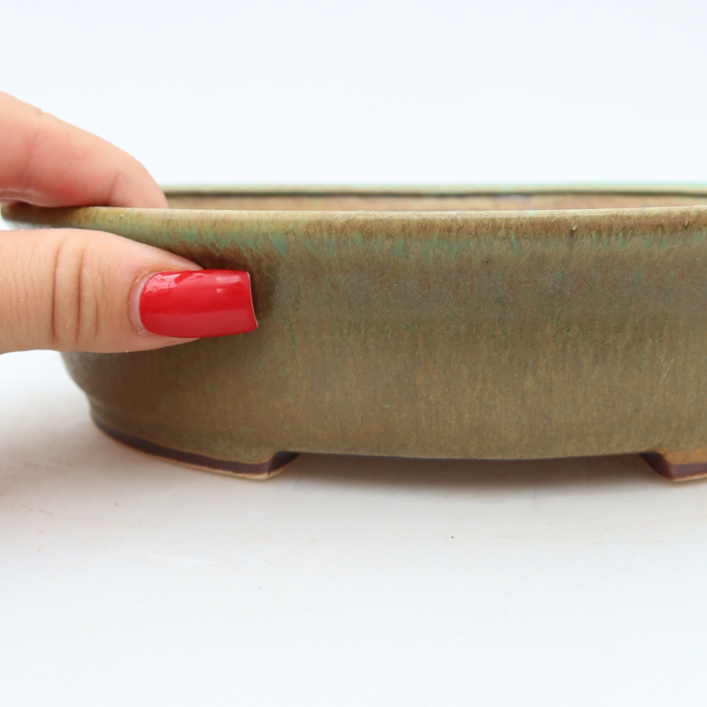 Keramik-Bonsai-Schale 21 x 19,5 x 5 cm, Farbe: grün