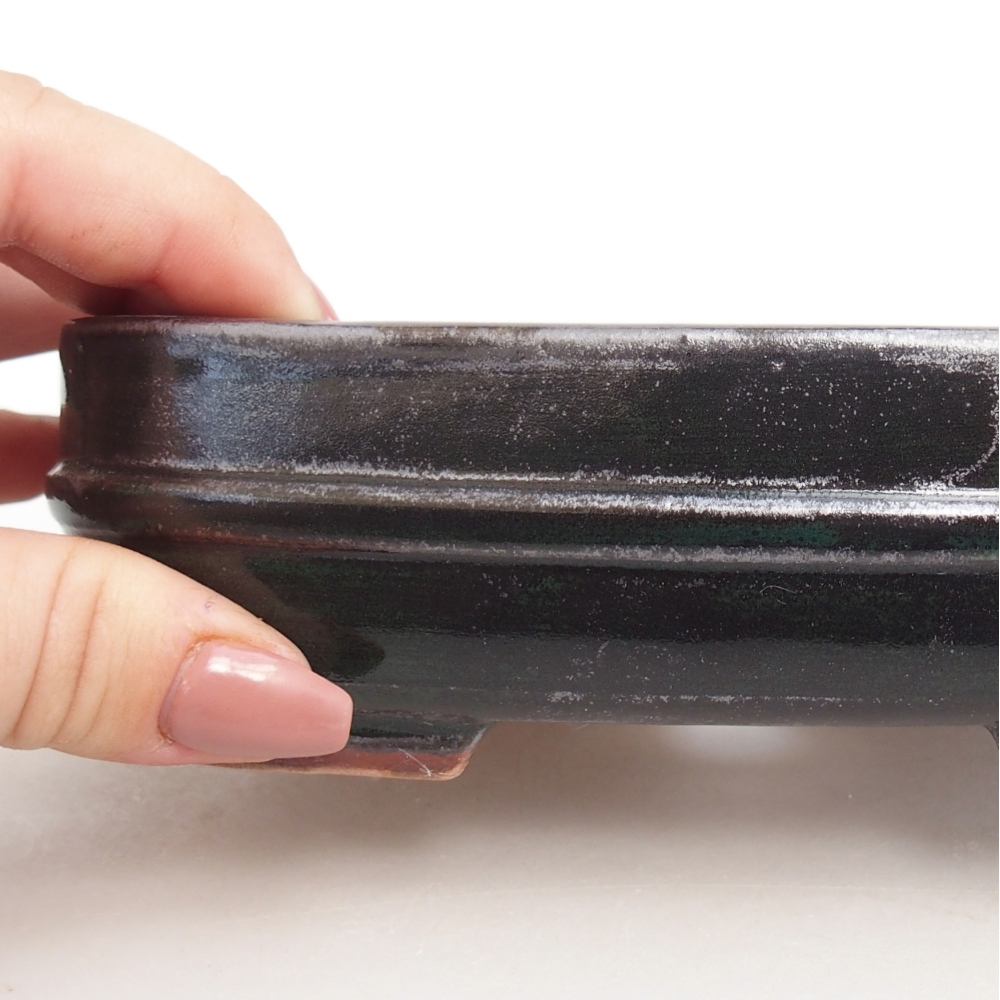 Bonsaischale aus Keramik 14,5 x 12,5 x 4,5 cm, Farbe schwarz