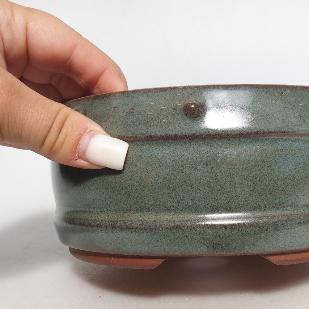 Bonsaischale aus Keramik 14,5 x 14,5 x 7 cm, grün