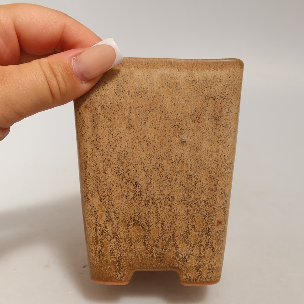 Bonsai-Schale aus Keramik, 7,5 x 7,5 x 10,5 cm, Farbe: Beige