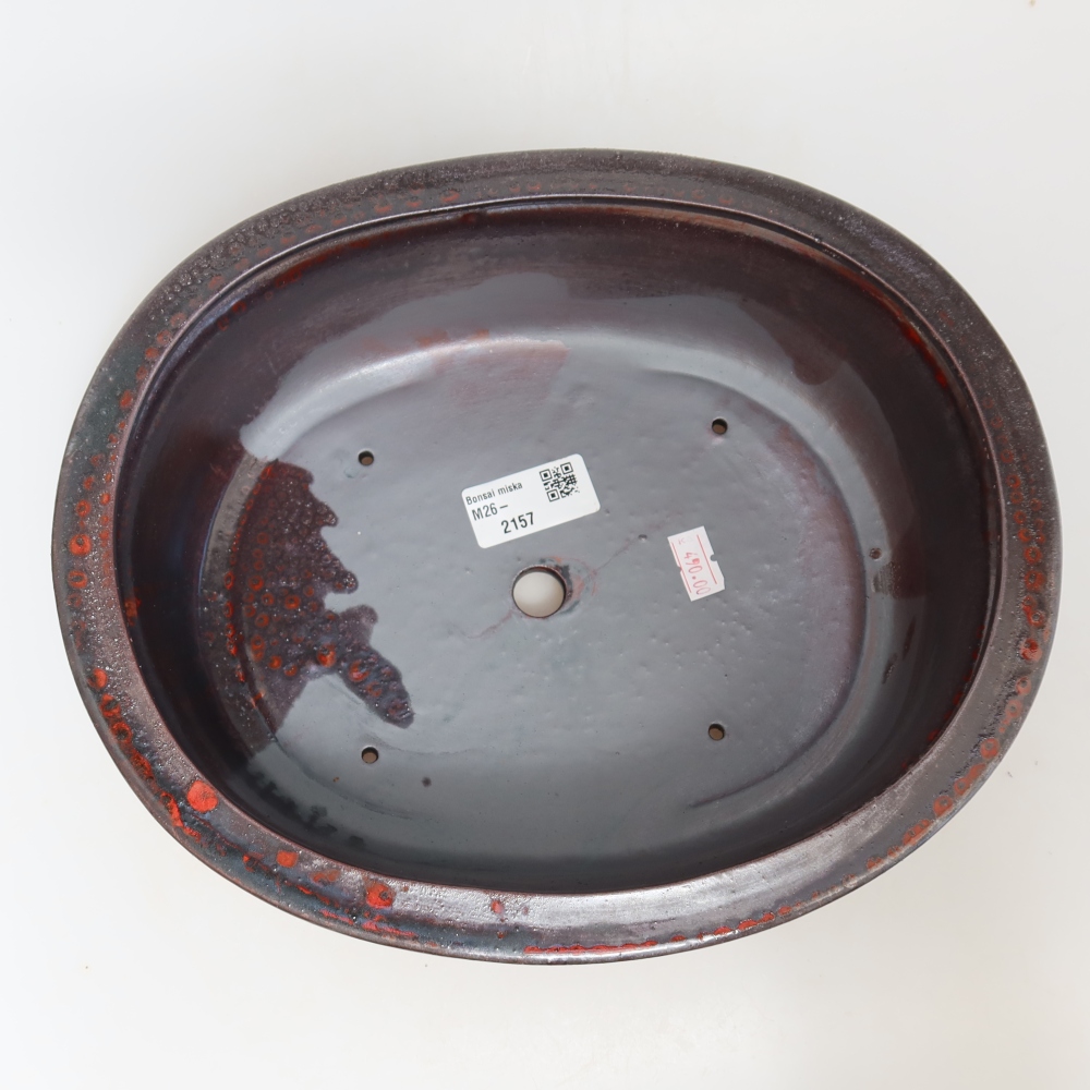 Keramik-Bonsai-Schale 26 x 22 x 8 cm, Farbe: metallisch-rot