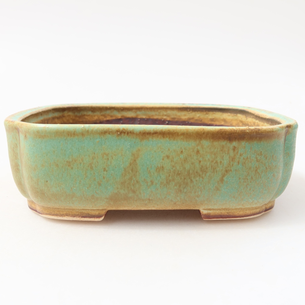 Keramik-Bonsai-Schale 14 x 12 x 4 cm, Farbe: grün