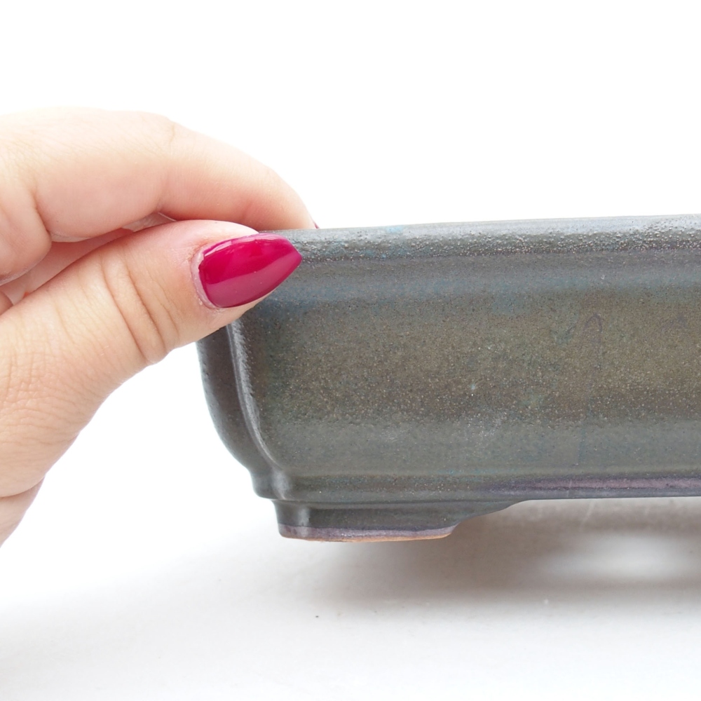 Keramik-Bonsaischale 18 x 13,5 x 5 cm, Farbe grau