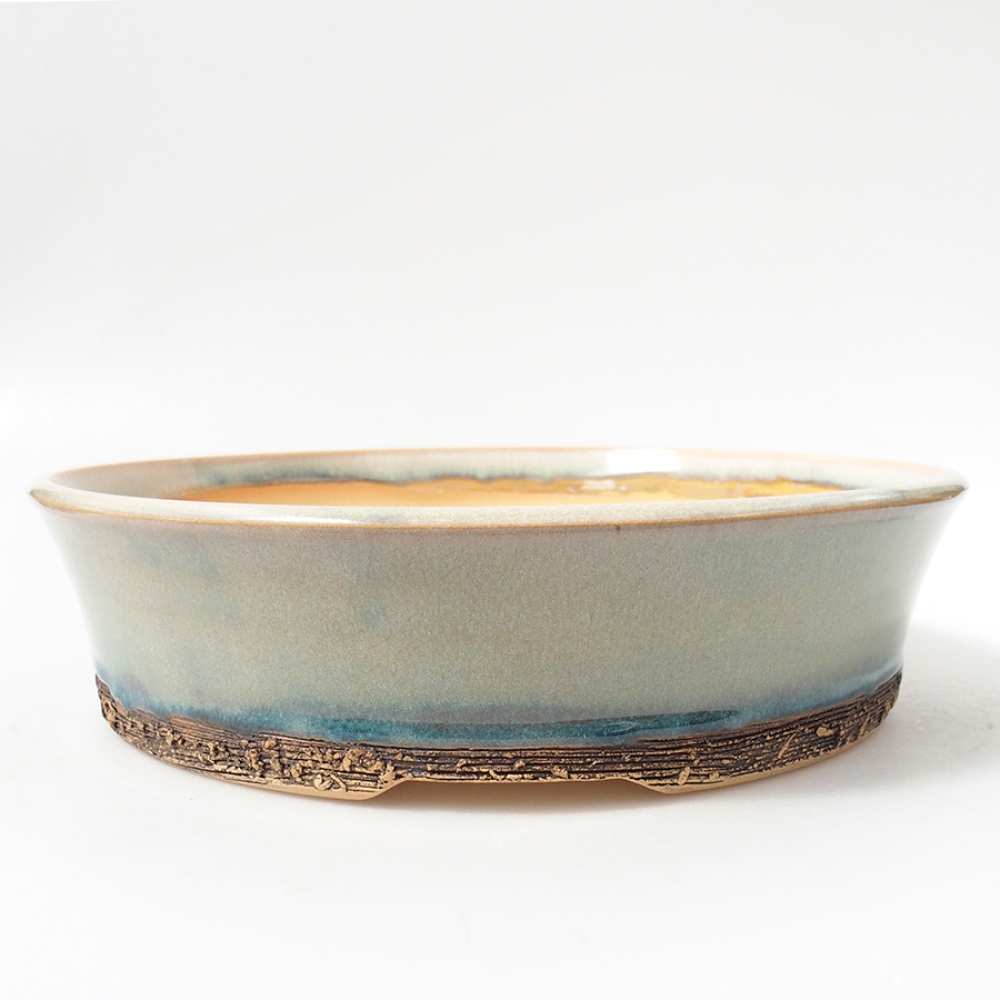 Keramik-Bonsaischale 25,5 x 25,5 x 6 cm, Farbe Grün