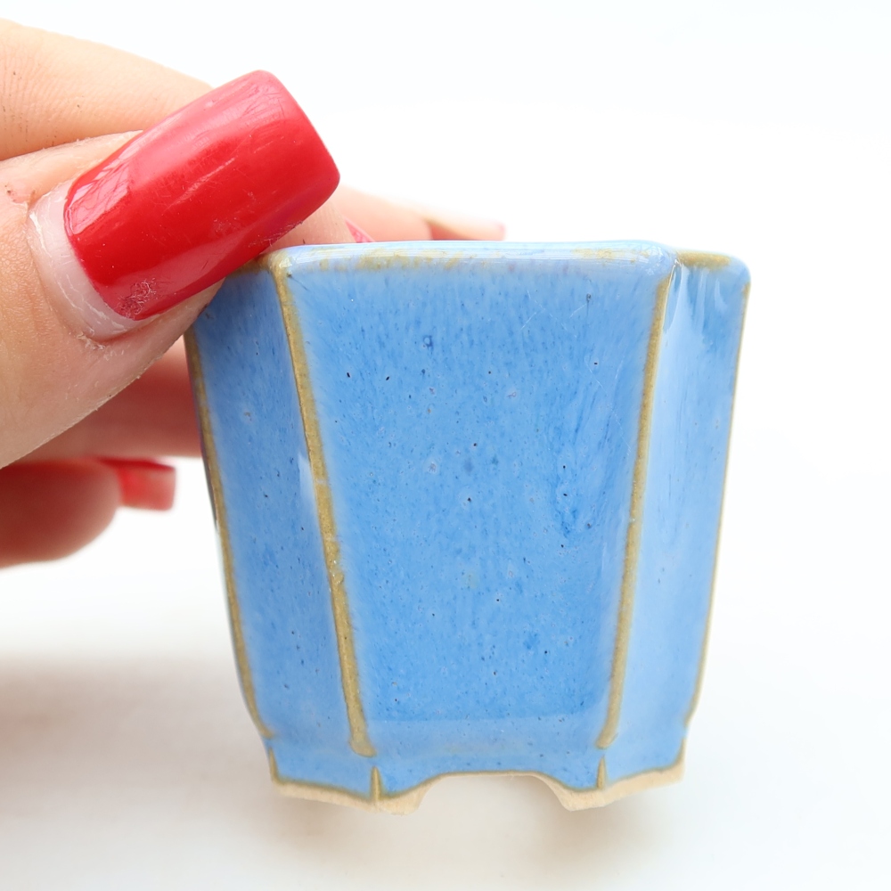 Bonsaischale aus Keramik 4 x 4 x 4 cm, Farbe blau