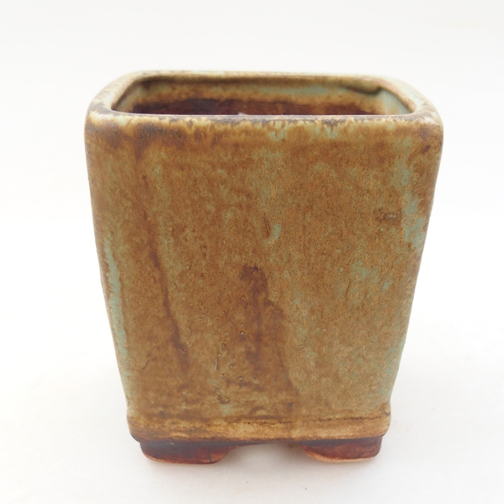Bonsaischale aus Keramik 6,5 x 6,5 x 7 cm,  Farbe Grün