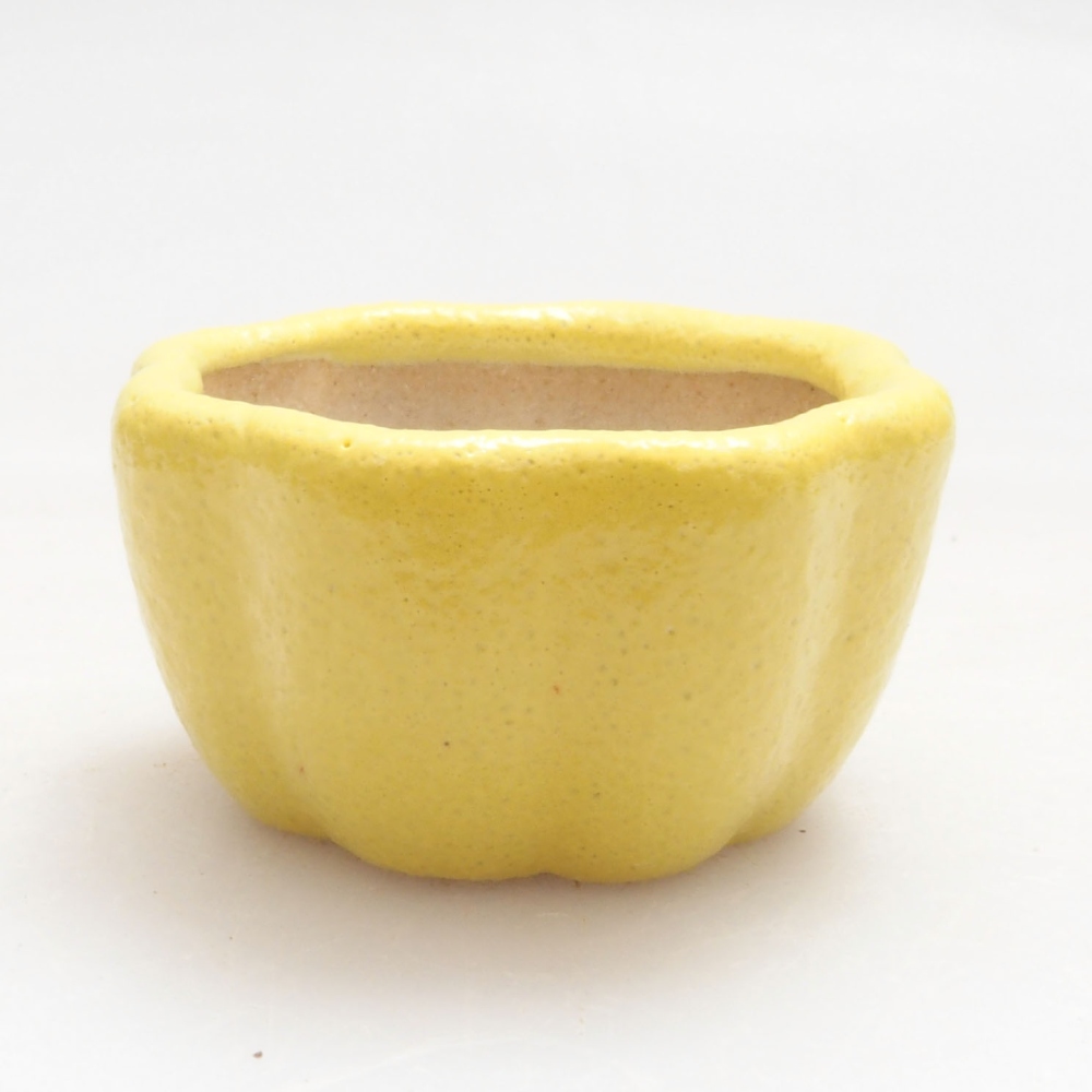 Keramik Bonsai Schale 3,5 x 3,5 x 2 cm, gelb