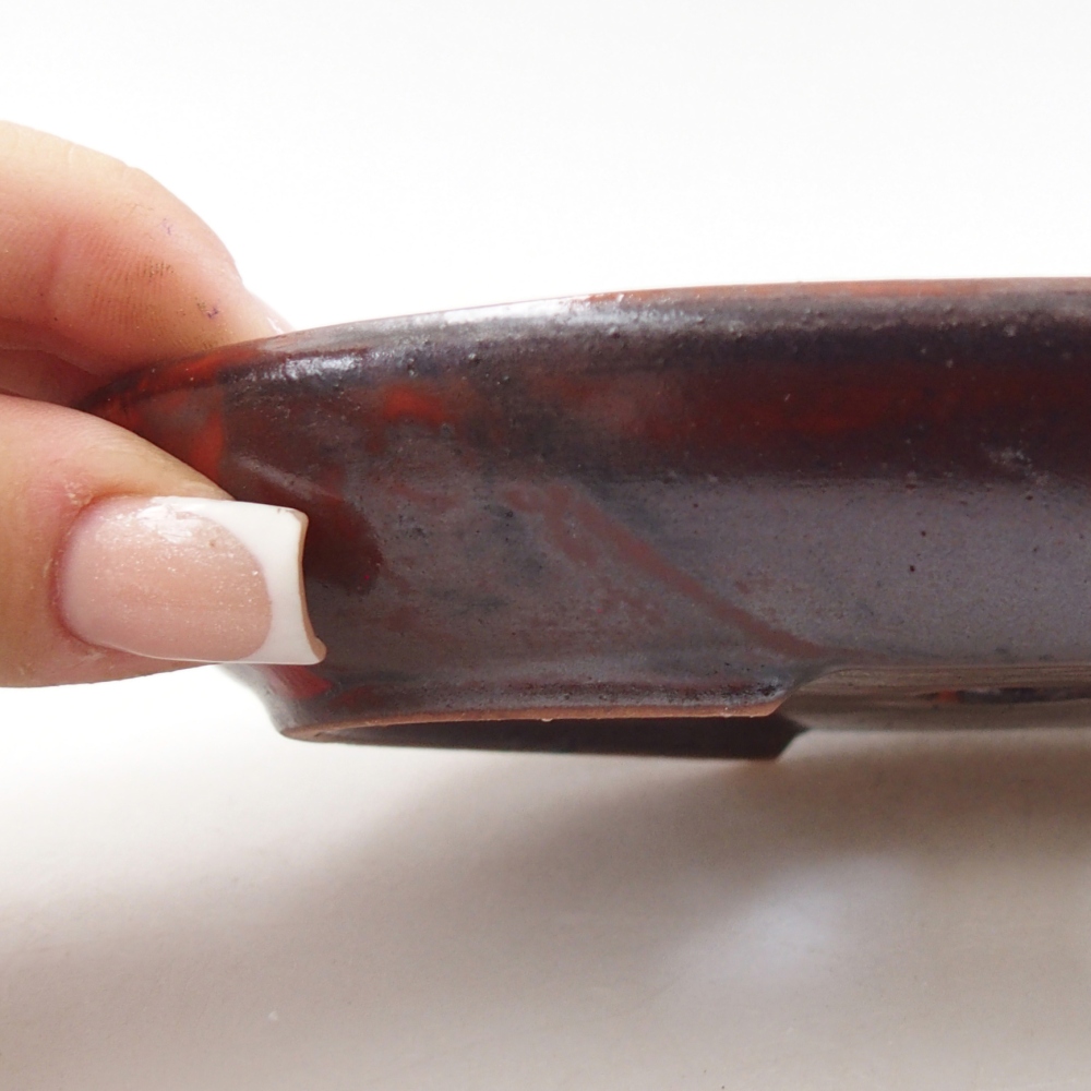 Bonsaischale aus Keramik 15,5 x 11 x 2,5 cm, metallisch rot