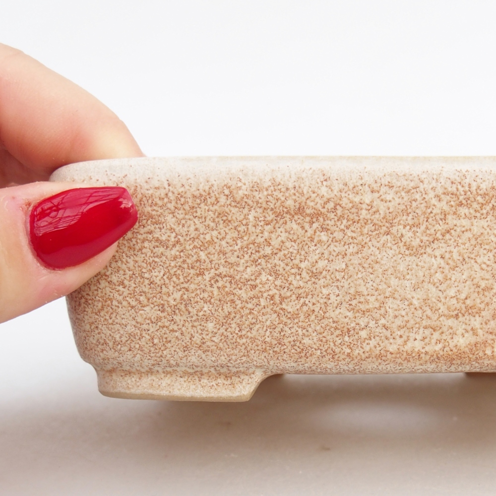 Bonsaischale aus Keramik 12,5 x 9,5 x 3,5 cm, Farbe beige