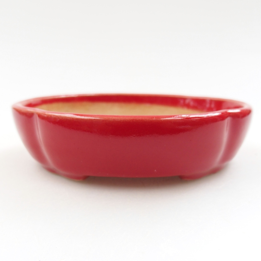 Keramik-Bonsaischale 11 x 11 x 3 cm, Farbe rot
