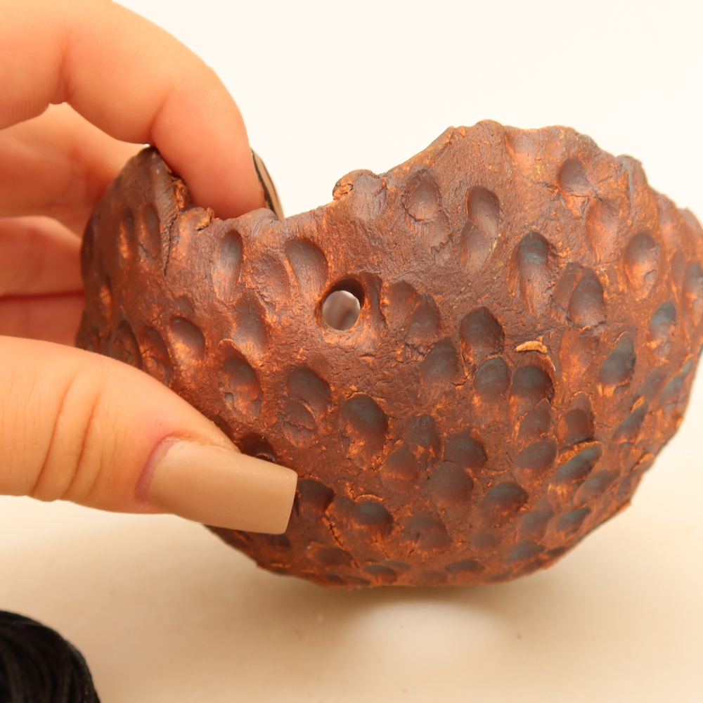 Keramikschale für Kokedama, 10 x 10 x 6,5 cm, Farbe: braun