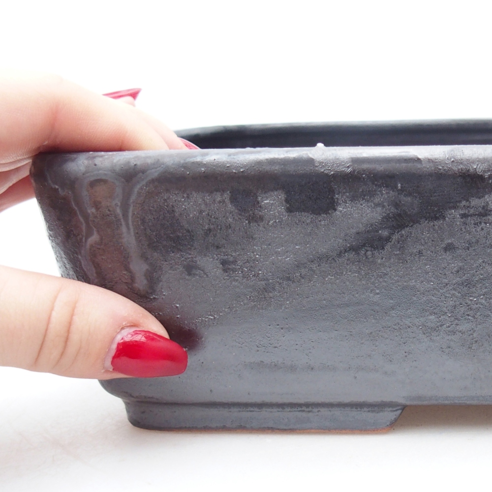 Bonsaischale aus Keramik 26,5 x 20 x 6,5 cm, schwarz