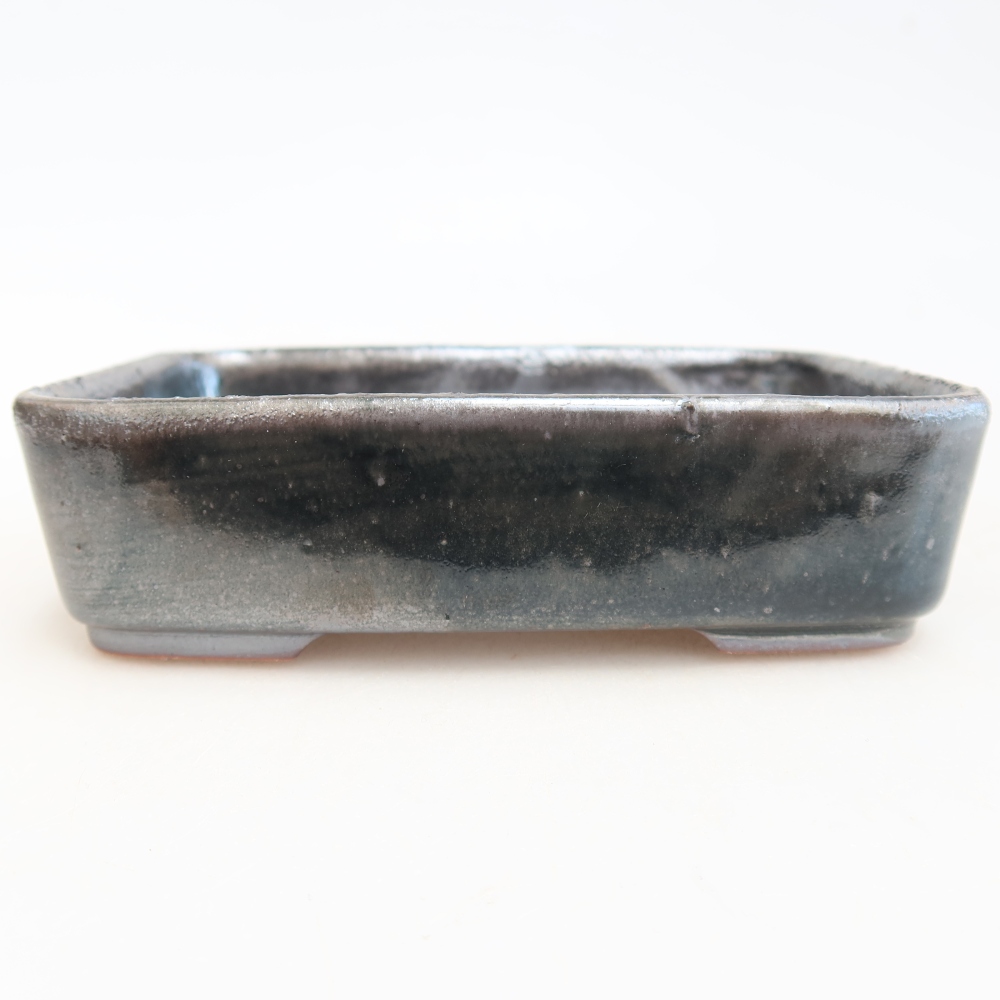Keramik-Bonsai-Schale, 13 x 9,5 x 3,5 cm, metallfarben
