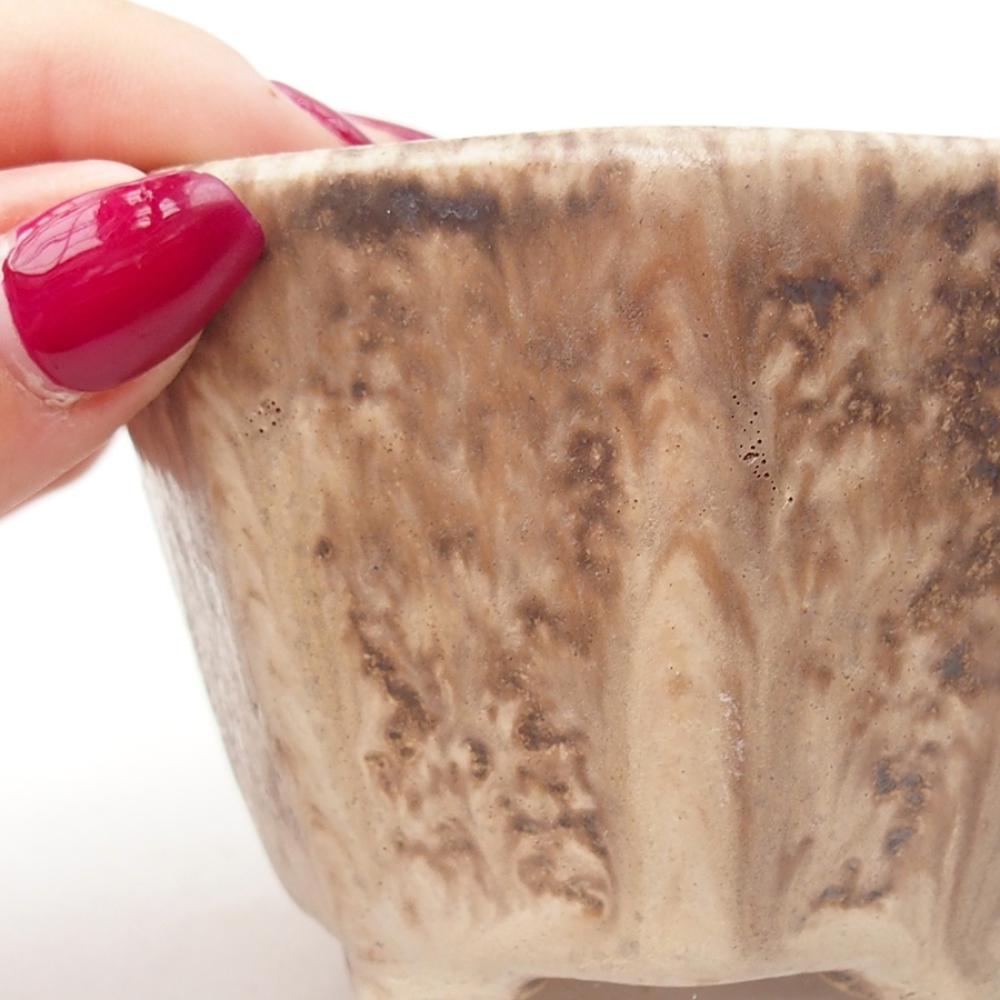 Bonsaischale aus Keramik 8,5 x 8,5 x 6 cm, Farbe beige