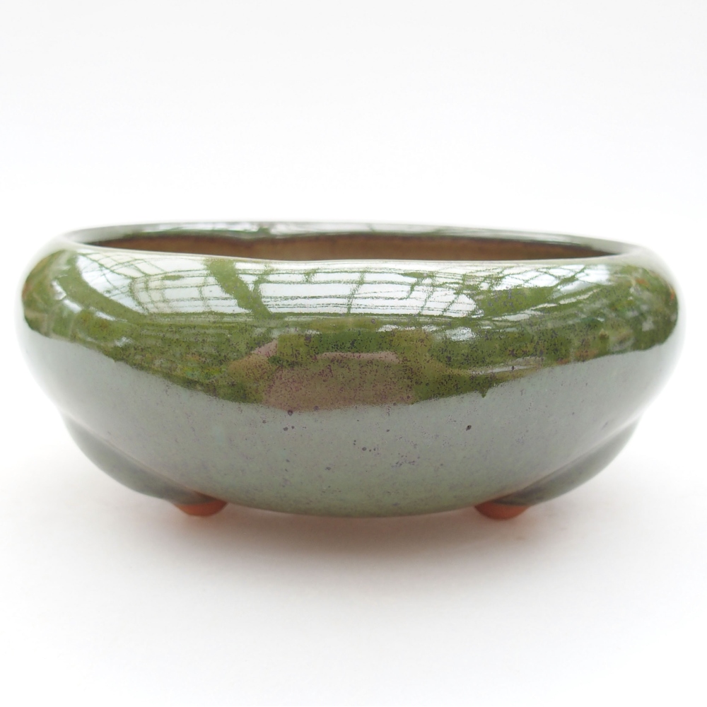 Keramik-Bonsaischale 14 x 14 x 6,5 cm, Farbe Grün