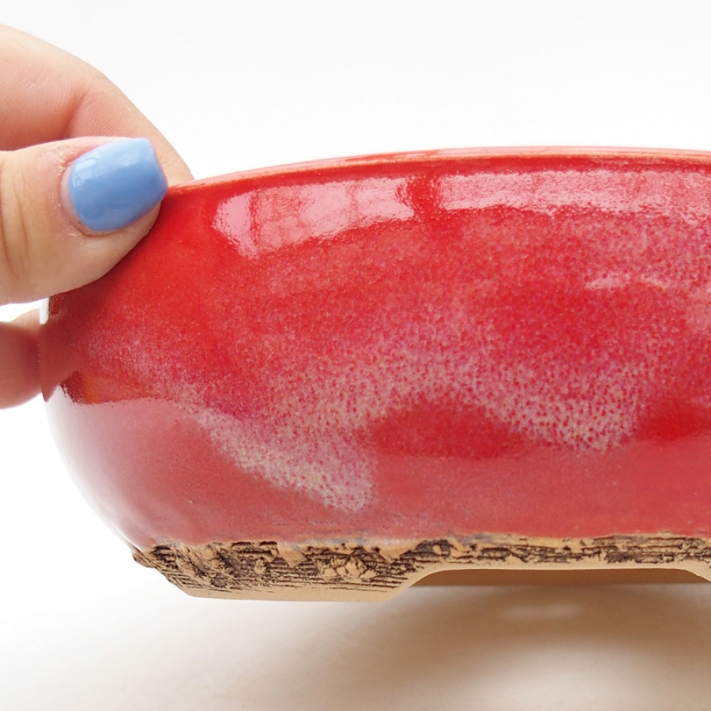 Keramik-Bonsaischale 18 x 18 x 5,5 cm, Farbe Rot