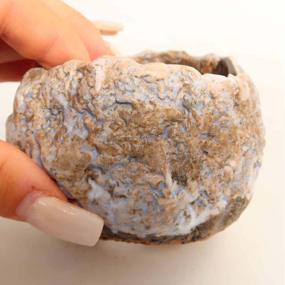 Keramikschale  7,5 x 7 x 6 cm, Farbe: blau-braun