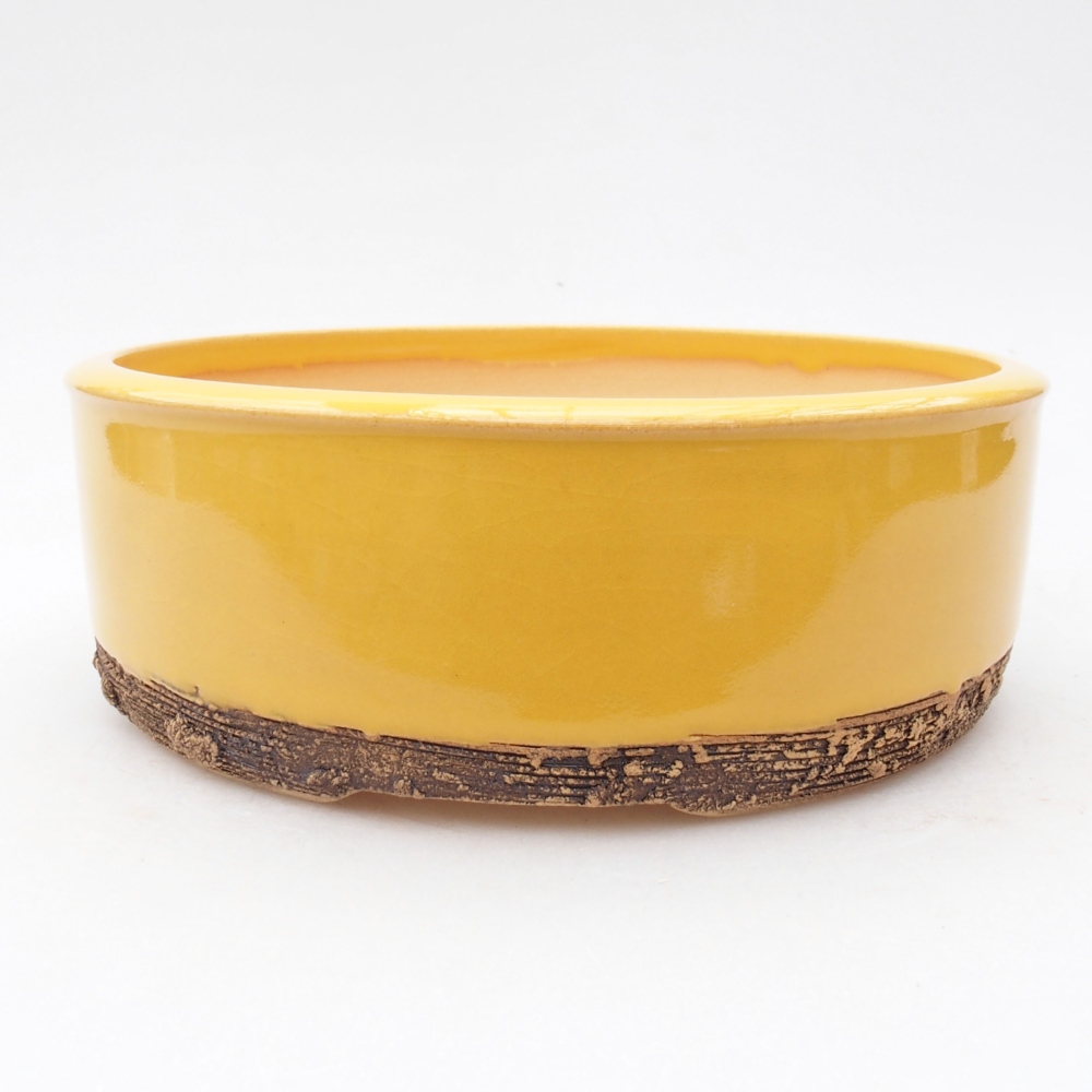 Keramik-Bonsaischale 17 x 17 x 6 cm, Farbe Gelb